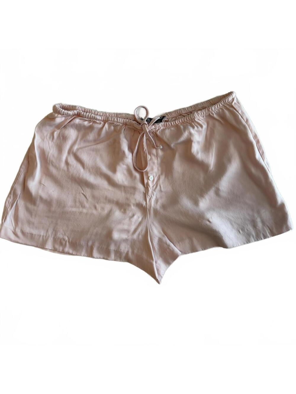 NWOT Zara Peach Pink Satin Lounge Shorts *FLAW Size L
